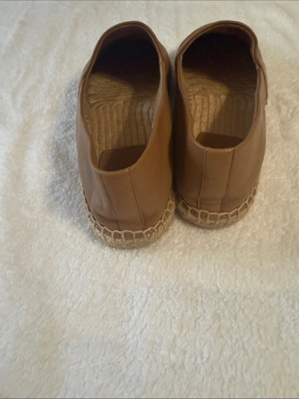 Tory Burch Tan Leather Logo Espadrille Flats